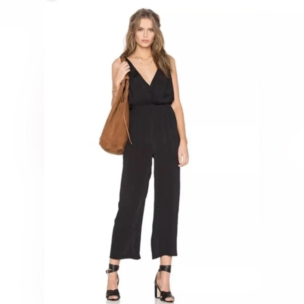 Revolve Privacy Please Ganzel Plunge Neck Sleeveless Black Jumpsuit Size Medium